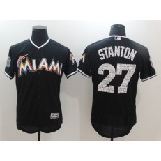 MLB Miami Marlins 27 Giancarlo Stanton Majestic Black 2017 Spring Training Flex Base Player Men Jersey