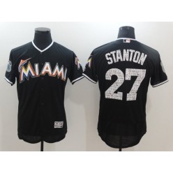 MLB Miami Marlins 27 Giancarlo Stanton Majestic Black 2017 Spring Training Flex Base Player Men Jersey