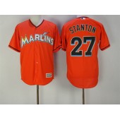 MLB Miami Marlins 27 Giancarlo Stanton Orange Road Stitched Majestic Cool Base Men Jersey