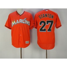MLB Miami Marlins 27 Giancarlo Stanton Orange Road Stitched Majestic Cool Base Men Jersey