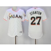 MLB Miami Marlins 27 Giancarlo Stanton White Flexbase 2017 Player Baseball Men Jersey