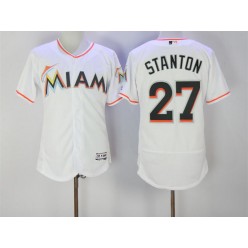 MLB Miami Marlins 27 Giancarlo Stanton White Flexbase 2017 Player Baseball Men Jersey