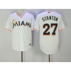 MLB Miami Marlins 27 Giancarlo Stanton White Home Stitched Majestic Cool Base Men Jersey