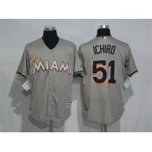 MLB Miami Marlins 51 Ichiro Suzuki Gray Road Stitched Majestic Cool Base Men Jersey