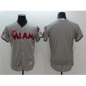 MLB Miami Marlins Blank Gray Fashion Stars & Stripes 2016 Flexbase Independence Day Men Jersey