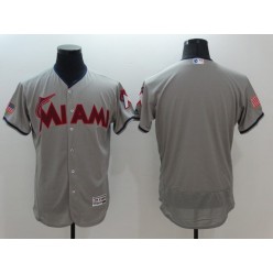 MLB Miami Marlins Blank Gray Fashion Stars & Stripes 2016 Flexbase Independence Day Men Jersey
