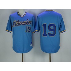 MLB Milwaukee Brewers 19 Robin Yount Blue Throwback Cool Base Men Jersey