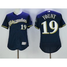MLB Milwaukee Brewers 19 Robin Yount Navy Blue 2016 Flexbase Majestic Baseball Men Jersey