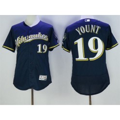 MLB Milwaukee Brewers 19 Robin Yount Navy Blue 2016 Flexbase Majestic Baseball Men Jersey