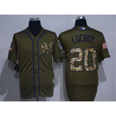 MLB Milwaukee Brewers 20 Jonathan Lucroy Green Salute To Service Majestic Baseball Men Jersey