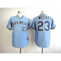 MLB Milwaukee Brewers 23 Rickie Weeks Light Blue Pullover Men Jersey