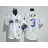 MLB Milwaukee Brewers 3 Orlando Arcia White Alternate Flex Base Stitched Men Jersey