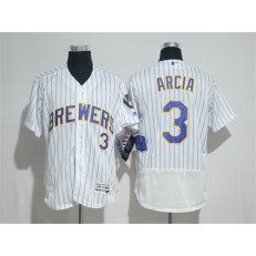 MLB Milwaukee Brewers 3 Orlando Arcia White Alternate Flex Base Stitched Men Jersey