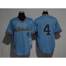 MLB Milwaukee Brewers 4 Paul Molitor 1982 Light Blue Throwback Men Jersey