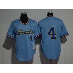 MLB Milwaukee Brewers 4 Paul Molitor 1982 Light Blue Throwback Men Jersey