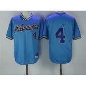 MLB Milwaukee Brewers 4 Paul Molitor Blue Throwback Cool Base Men Jersey