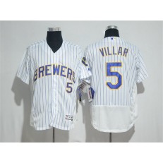 MLB Milwaukee Brewers 5 Jonathan Villar White Alternate Flex Base Stitched Men Jersey