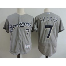 MLB Milwaukee Brewers 7 Eric Thames Grey 2016 Flexbase Majestic Baseball Men Jersey