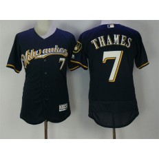 MLB Milwaukee Brewers 7 Eric Thames Navy Blue 2016 Flexbase Majestic Baseball Men Jersey