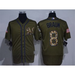 MLB Milwaukee Brewers 8 Ryan Braun Green Salute To Service Majestic Baseball Men Jersey