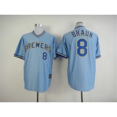 MLB Milwaukee Brewers 8 Ryan Braun Light Blue Pullover Men Jersey