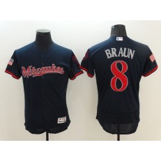 MLB Milwaukee Brewers 8 Ryan Braun Navy Blue Fashion Stars & Stripes 2016 Flexbase Independence Day Men Jersey