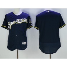 MLB Milwaukee Brewers Blank Navy Blue 2016 Flexbase Majestic Baseball Men Jersey