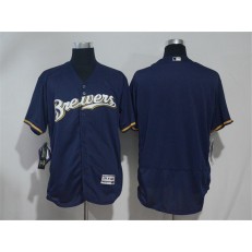 MLB Milwaukee Brewers Blank Navy Blue Flexbase Majestic Baseball Men Jersey