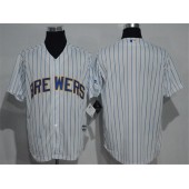 MLB Milwaukee Brewers Blank White Pinstirpe Baseball Men Jersey
