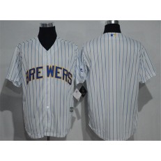 MLB Milwaukee Brewers Blank White Pinstirpe Baseball Men Jersey