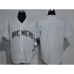 MLB Milwaukee Brewers Blank White Pinstirpe Baseball Men Jersey