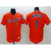 MLB New York Mets 1 Mookie Wilson Retired Los Orange 2016 Flexbase Majestic Baseball Men Jersey