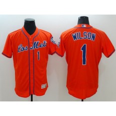 MLB New York Mets 1 Mookie Wilson Retired Los Orange 2016 Flexbase Majestic Baseball Men Jersey