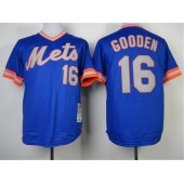 MLB New York Mets 16 Dwight Gooden 1983 Blue Throwback Men Jersey