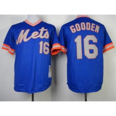 MLB New York Mets 16 Dwight Gooden 1983 Blue Throwback Men Jersey