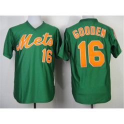 MLB New York Mets 16 Dwight Gooden 1985 Green Throwback Men Jersey