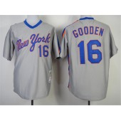 MLB New York Mets 16 Dwight Gooden 1987 Gray Throwback Men Jersey