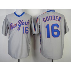 MLB New York Mets 16 Dwight Gooden 1987 Gray Throwback Men Jersey