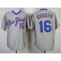 MLB New York Mets 16 Dwight Gooden 1987 Gray Throwback Men Jersey