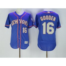 MLB New York Mets 16 Dwight Gooden Retired Blue With Gray Stitched 2016 Majestic Flex Base Men Jersey