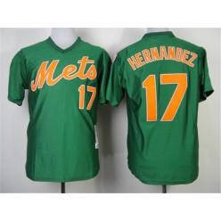 MLB New York Mets 17 Keith Hernandez 1985 Green Throwback Men Jersey