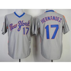 MLB New York Mets 17 Keith Hernandez 1987 Gray Throwback Men Jersey