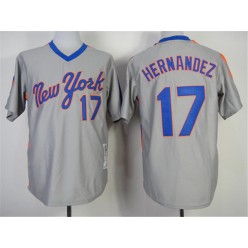 MLB New York Mets 17 Keith Hernandez 1987 Gray Throwback Men Jersey