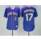 MLB New York Mets 17 Keith Hernandez Retired Blue With Gray Stitched 2016 Majestic Flex Base Men Jersey