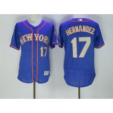 MLB New York Mets 17 Keith Hernandez Retired Blue With Gray Stitched 2016 Majestic Flex Base Men Jersey