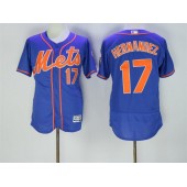 MLB New York Mets 17 Keith Hernandez Retired Blue With Orange Stitched 2016 Majestic Flex Base Men Jersey