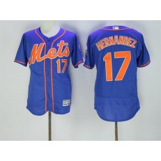 MLB New York Mets 17 Keith Hernandez Retired Blue With Orange Stitched 2016 Majestic Flex Base Men Jersey