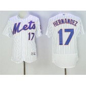 MLB New York Mets 17 Keith Hernandez Retired White Pinstirpe Stitched 2016 Majestic Flex Base Men Jersey