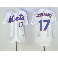 MLB New York Mets 17 Keith Hernandez Retired White Pinstirpe Stitched 2016 Majestic Flex Base Men Jersey