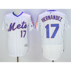 MLB New York Mets 17 Keith Hernandez Retired White Pullover 2016 Flexbase Majestic Baseball Men Jersey